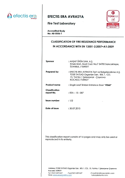 Ateşe Dayanıklılık Performansı Ateşe Dayanıklılık Performansı